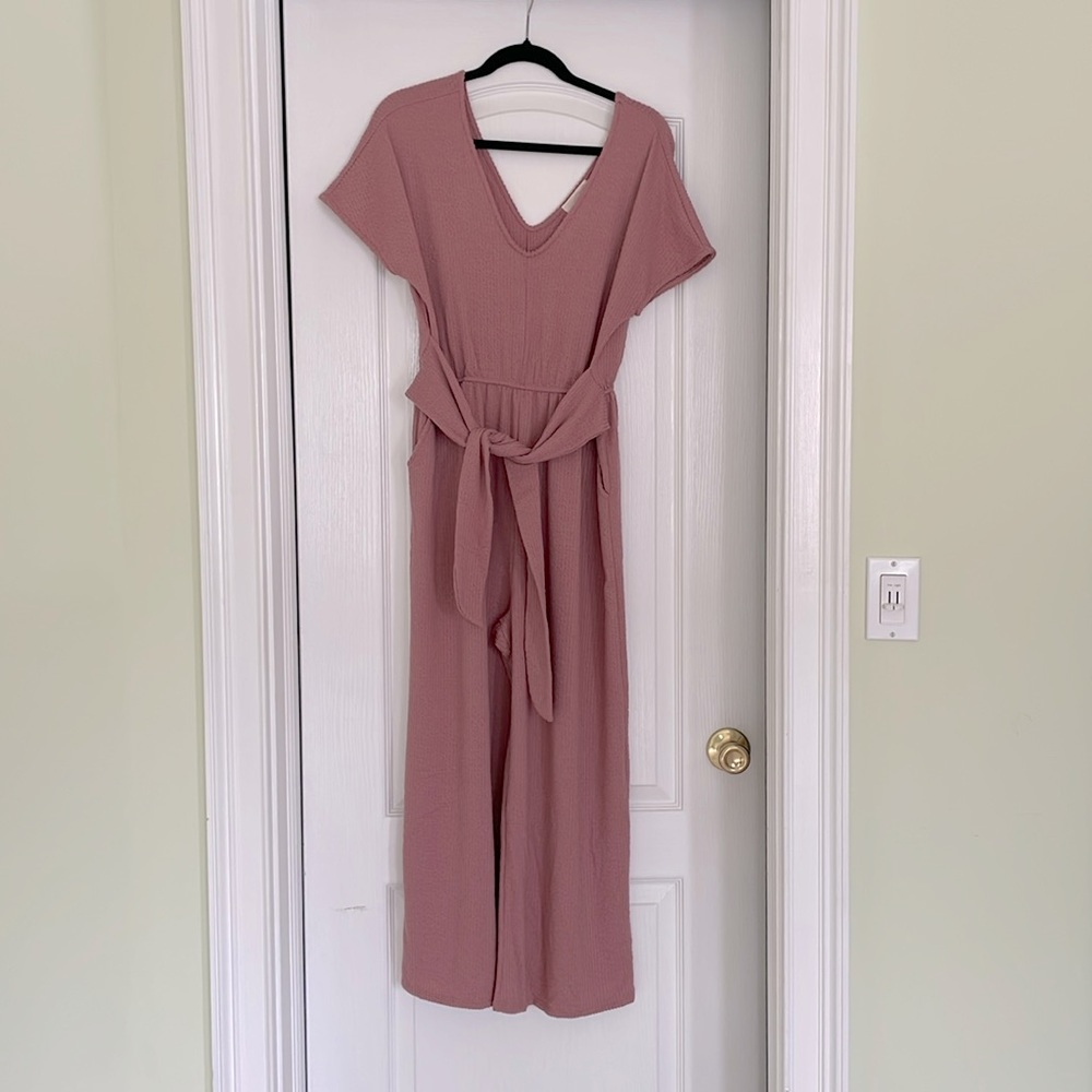 Anthropologie Shirley Textured Jumpsuit in pink